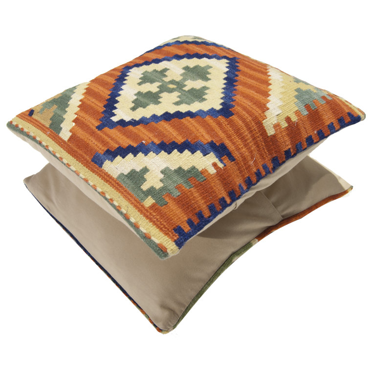 Gracie Oaks Junita HandKnotted Cotton Orange/Blue/Green Rug Wayfair